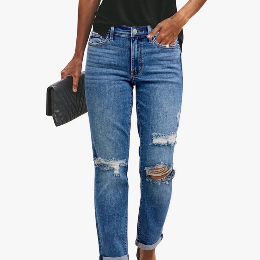 Classic Blue Distressed Women's Jeans